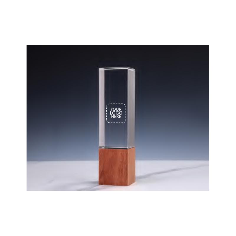 Crystal and wood Award With Logo